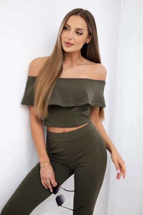 Komplet z falbanką khaki Komplet z falbanką khaki