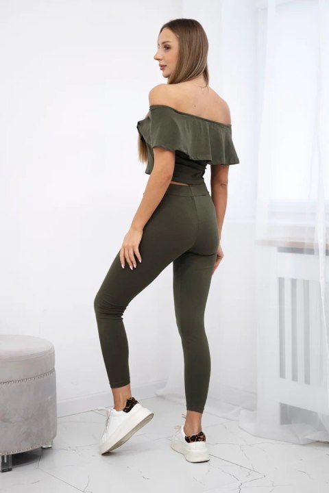 Komplet z falbanką khaki Komplet z falbanką khaki
