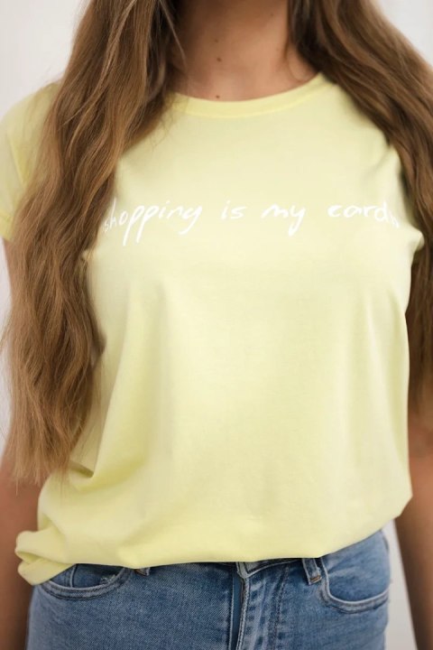 Bluzka Shopping is my cardio jasny żółty Bluzka Shopping is my cardio jasny żółty