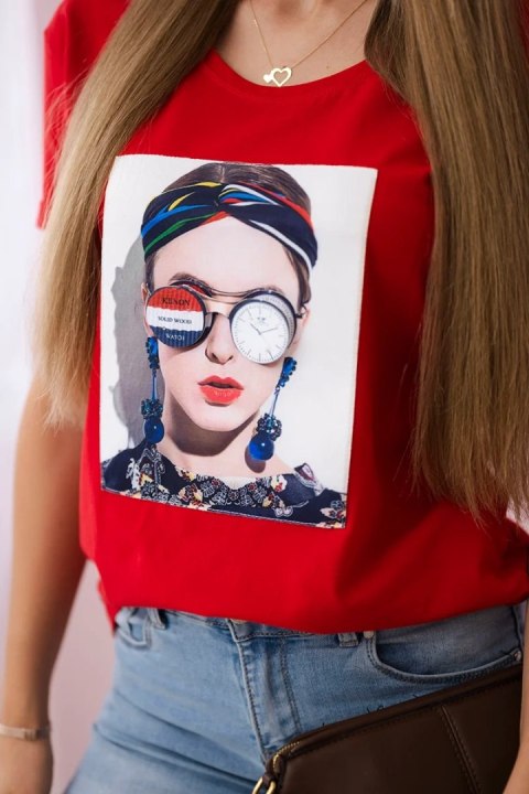 Bluzka z grafiką kobiety czerwona Bluzka z grafiką kobiety czerwona