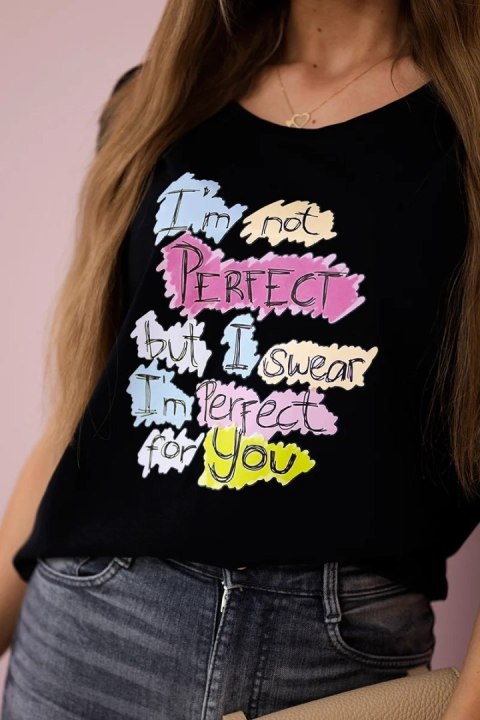 Bluzka z nadrukiem Perfect czarna Bluzka z nadrukiem Perfect czarna