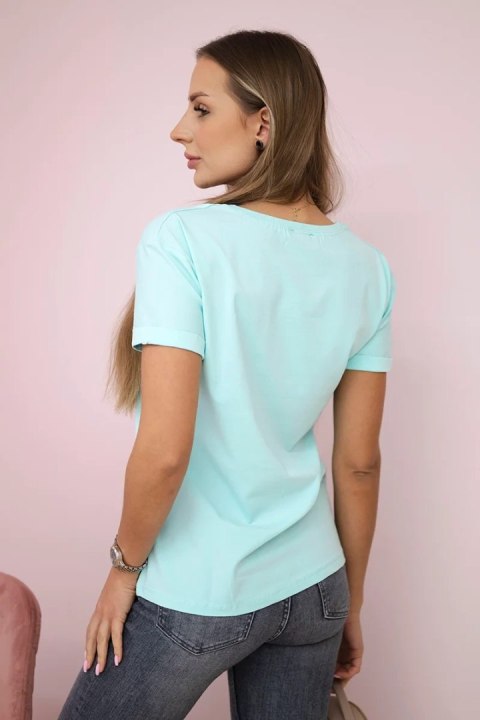 Bluzka z nadrukiem Perfect miętowa Bluzka z nadrukiem Perfect miętowa