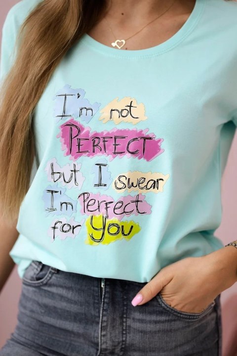 Bluzka z nadrukiem Perfect miętowa Bluzka z nadrukiem Perfect miętowa