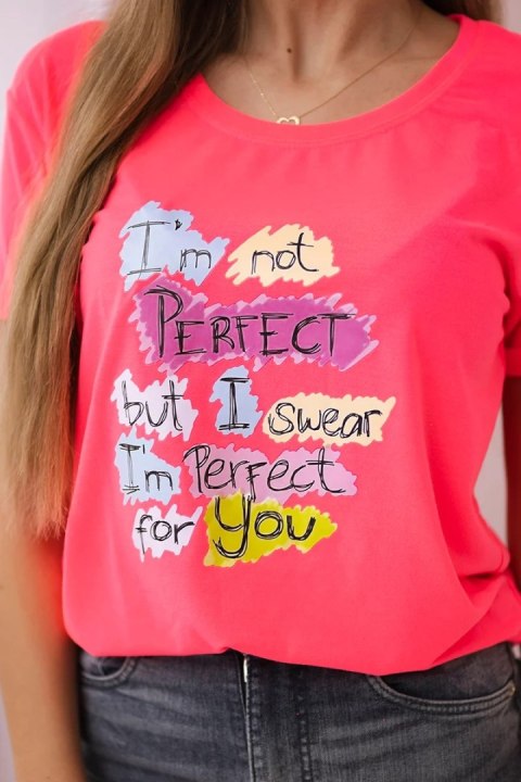 Bluzka z nadrukiem Perfect różowy neon Bluzka z nadrukiem Perfect różowy neon