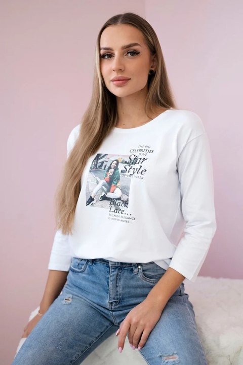 Bluzka z nadrukiem Star Style biała Bluzka z nadrukiem Star Style biała