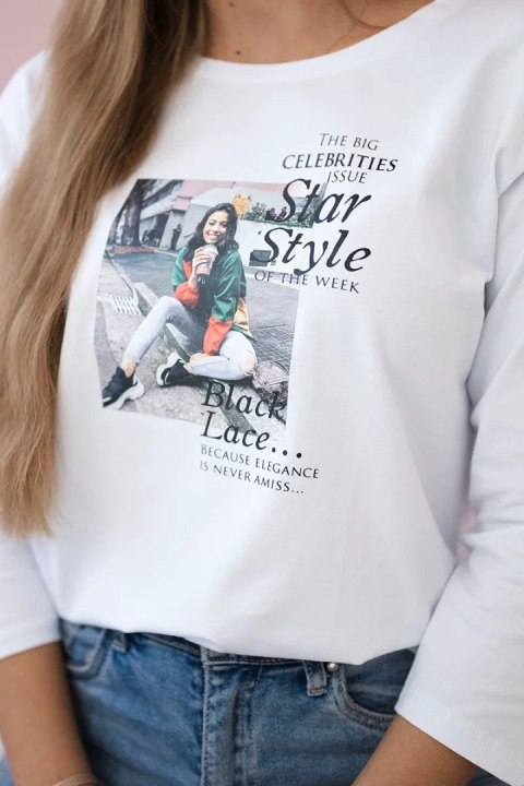 Bluzka z nadrukiem Star Style biała Bluzka z nadrukiem Star Style biała