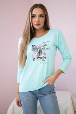 Bluzka z nadrukiem Star Style miętowa