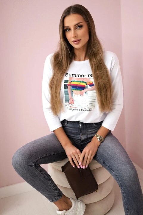 Bluzka z nadrukiem Summer Girl biała Bluzka z nadrukiem Summer Girl biała