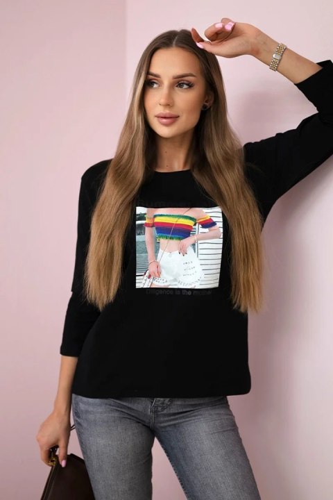 Bluzka z nadrukiem Summer Girl czarna Bluzka z nadrukiem Summer Girl czarna