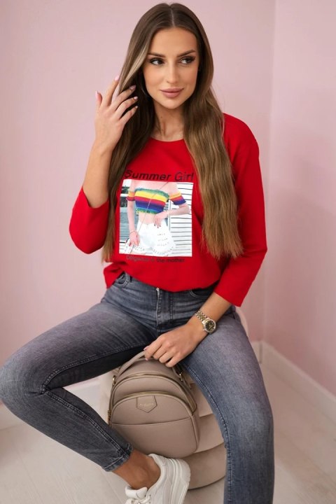Bluzka z nadrukiem Summer Girl czerwona Bluzka z nadrukiem Summer Girl czerwona
