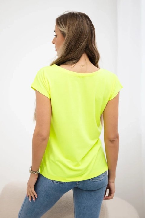 Bluzka z nadrukiem ust żółty neon+czerwony Bluzka z nadrukiem ust żółty neon+czerwony
