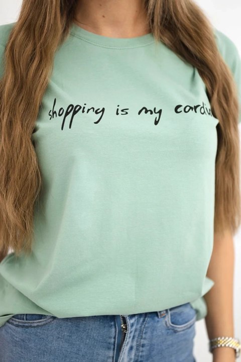 Bluzka Shopping is my cardio ciemno miętowa Bluzka Shopping is my cardio ciemno miętowa