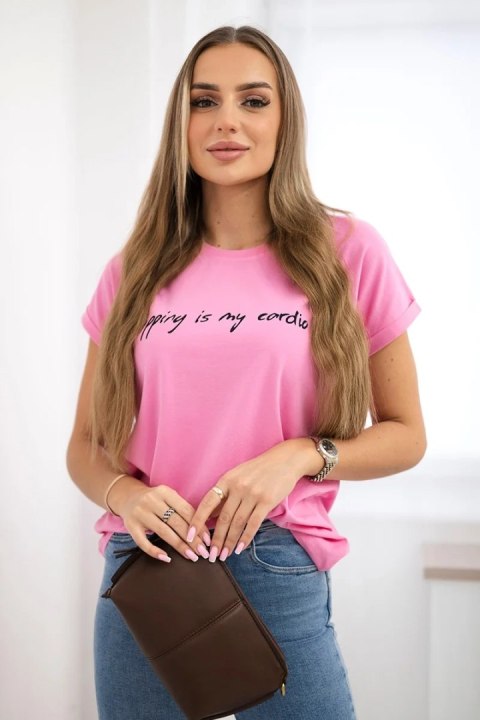 Bluzka Shopping is my cardio jasno różowa Bluzka Shopping is my cardio jasno różowa