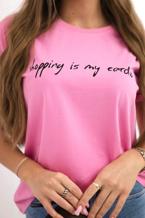 Bluzka Shopping is my cardio jasno różowa Bluzka Shopping is my cardio jasno różowa
