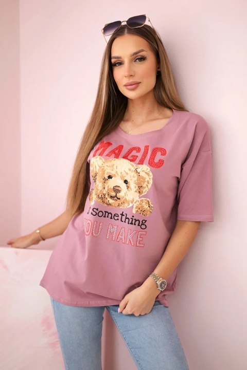 Bluzka z nadrukiem Magic ciemny różowy Bluzka z nadrukiem Magic ciemny różowy