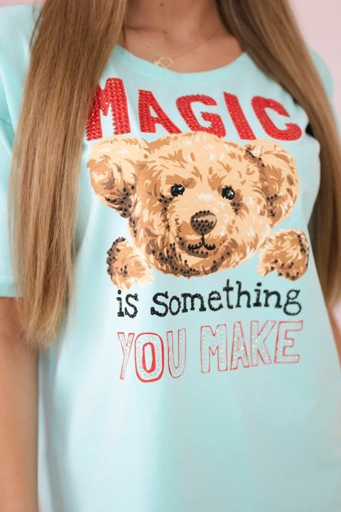Bluzka z nadrukiem Magic miętowa Bluzka z nadrukiem Magic miętowa