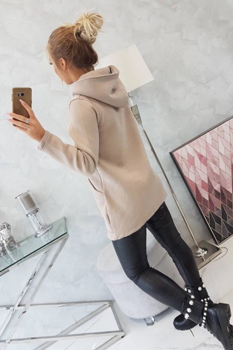 Bluza ocieplana z asymetrycznym suwakiem beżowa Bluza ocieplana z asymetrycznym suwakiem beżowa