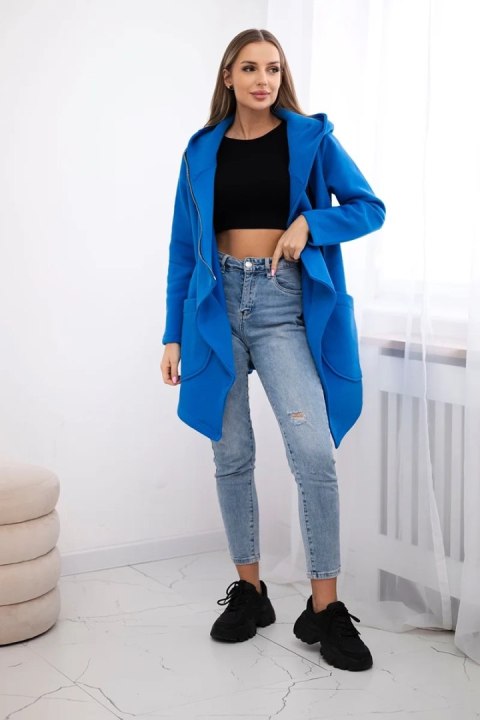 Bluza ocieplana z asymetrycznym suwakiem chabrowa Bluza ocieplana z asymetrycznym suwakiem chabrowa