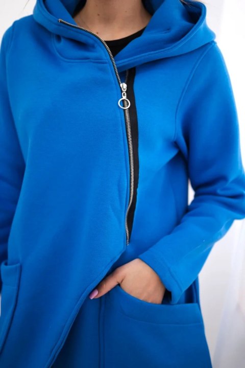 Bluza ocieplana z asymetrycznym suwakiem chabrowa Bluza ocieplana z asymetrycznym suwakiem chabrowa