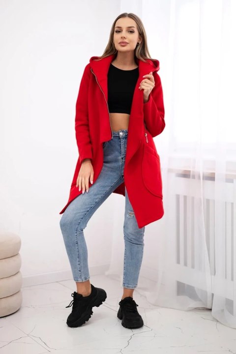Bluza ocieplana z asymetrycznym suwakiem czerwona Bluza ocieplana z asymetrycznym suwakiem czerwona