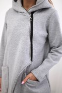 Bluza ocieplana z asymetrycznym suwakiem szara