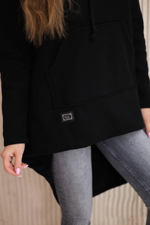 Bluza ocieplana z długim tyłem i kapturem czarna Bluza ocieplana z długim tyłem i kapturem czarna