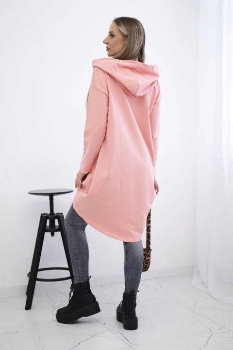 Bluza z długim tyłem i kapturem morelowa Bluza z długim tyłem i kapturem morelowa