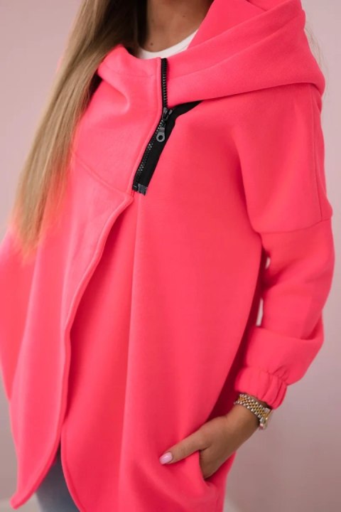 Bluza z krótkim suwakiem różowy neon Bluza z krótkim suwakiem różowy neon