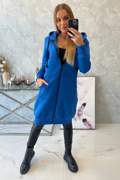 Bluza ocieplana długa z kapturem chabrowa Bluza ocieplana długa z kapturem chabrowa