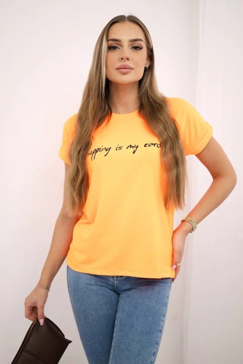Bluzka Shopping is my cardio pomarańczowy neon Bluzka Shopping is my cardio pomarańczowy neon