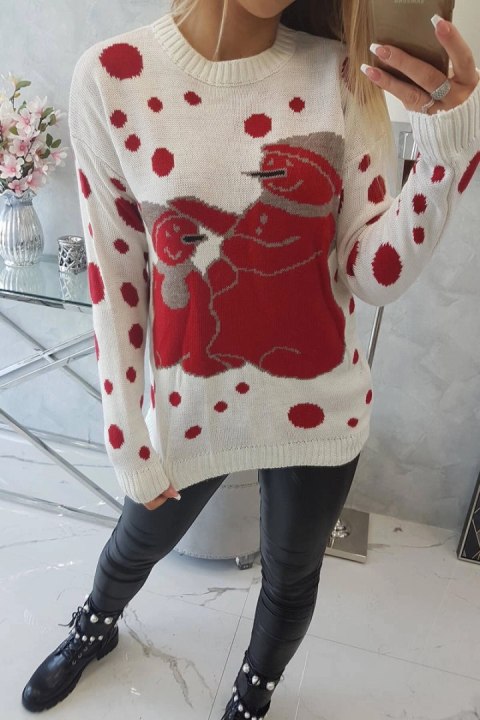 Sweter świąteczny z bałwankami ecru Sweter świąteczny z bałwankami ecru