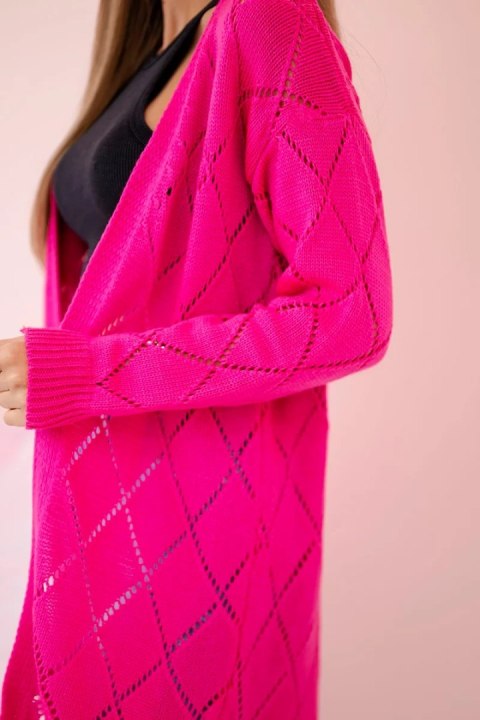 Sweter z geometrycznym wzorem różowy neon Sweter z geometrycznym wzorem różowy neon
