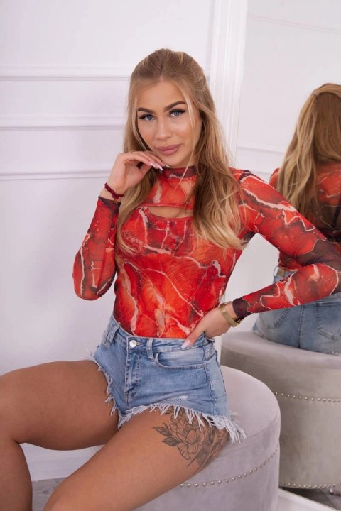 Bluzka body wzór marmur czerwona Bluzka body wzór marmur czerwona