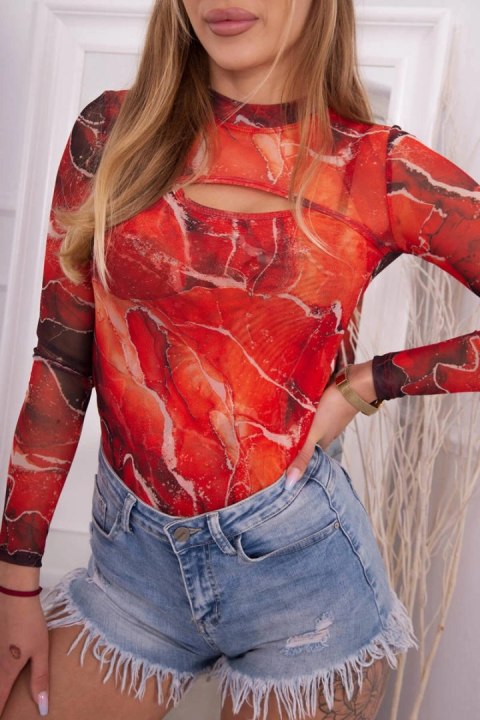 Bluzka body wzór marmur czerwona Bluzka body wzór marmur czerwona