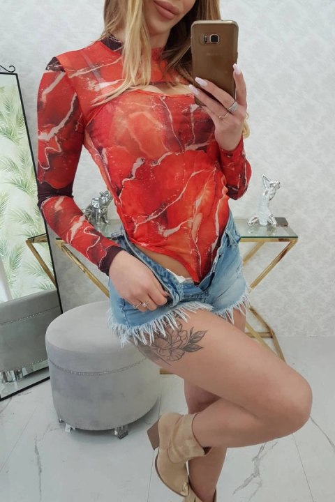 Bluzka body wzór marmur czerwona Bluzka body wzór marmur czerwona