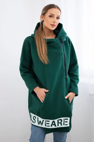 Bluza ocieplana z suwakiem ciemno zielona