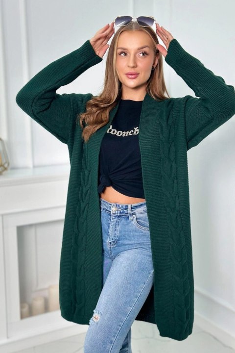 Sweter Kardigan splot warkocz ciemny zielony Sweter Kardigan splot warkocz ciemny zielony