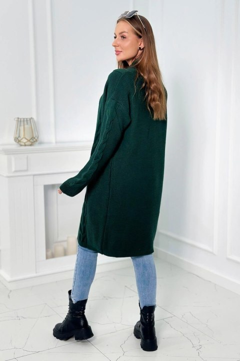 Sweter Kardigan splot warkocz ciemny zielony Sweter Kardigan splot warkocz ciemny zielony