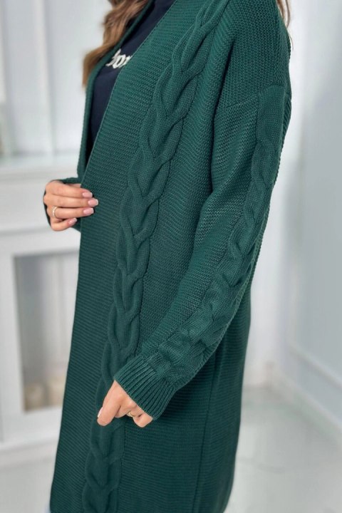Sweter Kardigan splot warkocz ciemny zielony Sweter Kardigan splot warkocz ciemny zielony