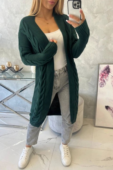 Sweter Kardigan splot warkocz ciemny zielony Sweter Kardigan splot warkocz ciemny zielony