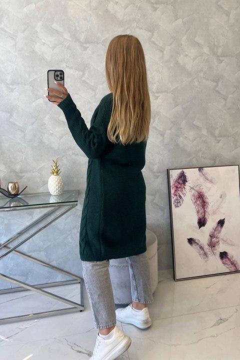 Sweter Kardigan splot warkocz ciemny zielony Sweter Kardigan splot warkocz ciemny zielony