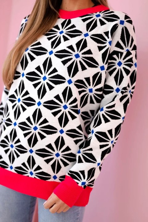 Sweter z geometrycznym motywem biały Sweter z geometrycznym motywem biały
