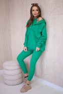 Komplet 3 w 1 bluza, top i legginsy zielony