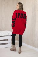 Bluza ocieplana z napisem California czerwona