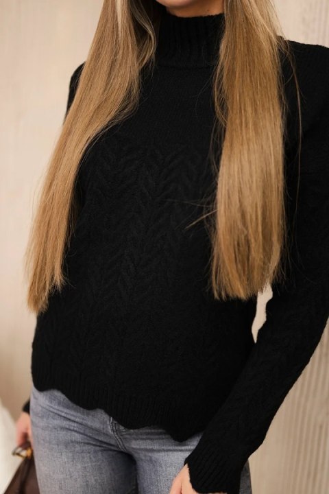 Sweter z ozdobną falbanką czarny Sweter z ozdobną falbanką czarny