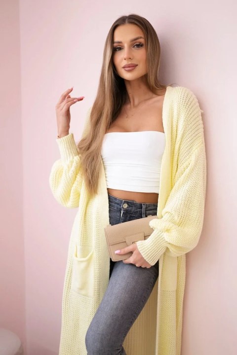 Sweter długi kardigan żółty Sweter długi kardigan żółty