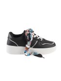 Czarne sneakersy damskie wiązane wstążką - 40