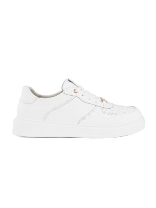 Białe damskie skórzane buty sportowe - 40