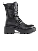 Wysokie czarne workery damskie z klamrami - 36