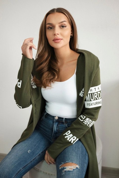 Narzutka z napisami khaki uniwersalny